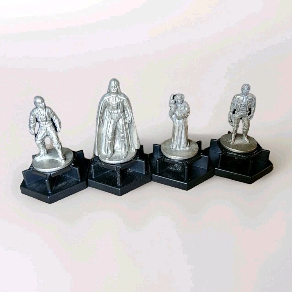 Vintage 1997 Star Wars Pewter Figurines Lot Of 4 Han Solo Leia Darth Vader Luke